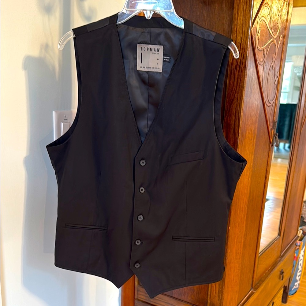 Topman Black Button-Up Vest